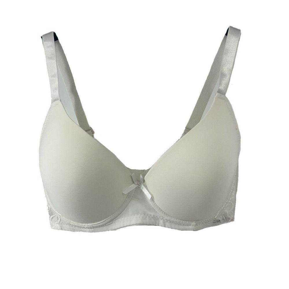 Mamia 34D Bra White Padded Underwired Lace Trim